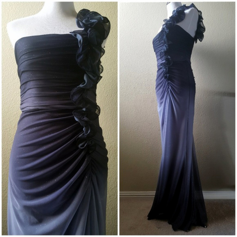 NEW Betsy & Adam Evening Dress Black Ombre Size 6